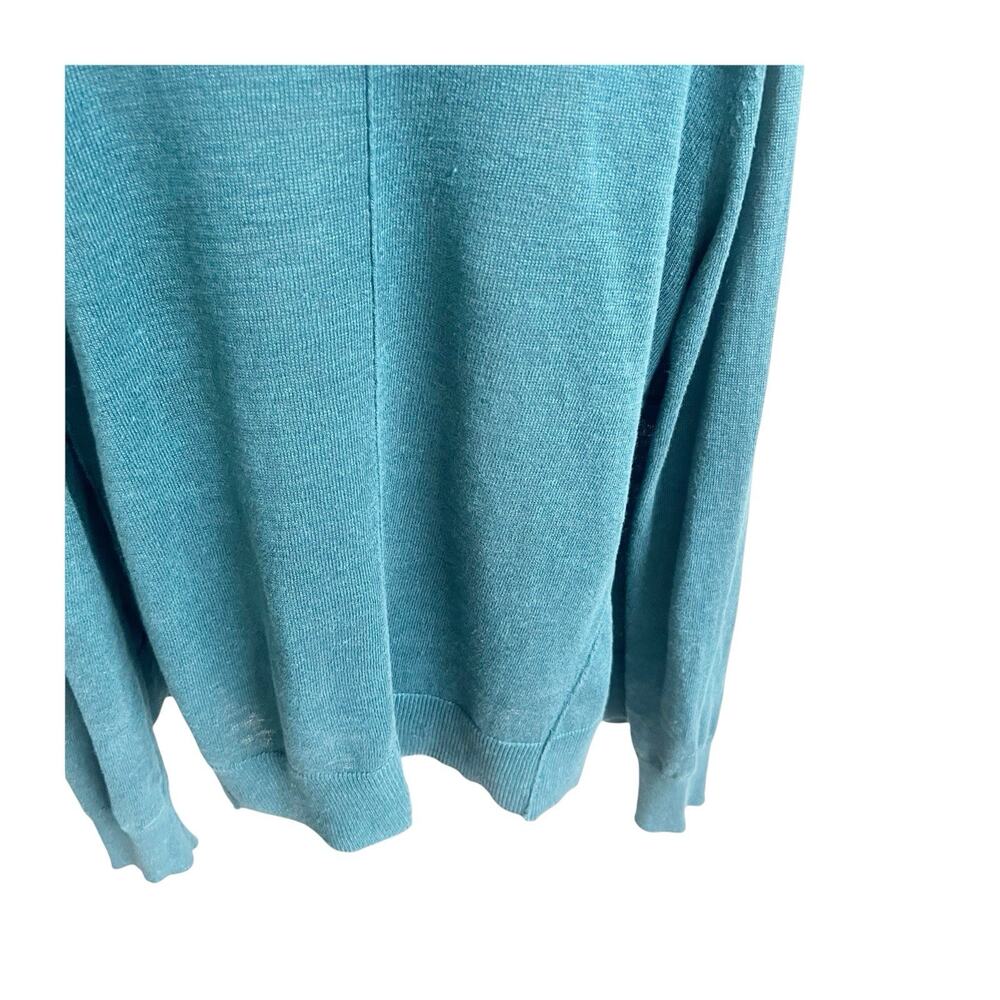 Garnet Hill Easy Linen Drape Front Cardigan Sweater Size Large Teal Blue - Picture 3 of 11